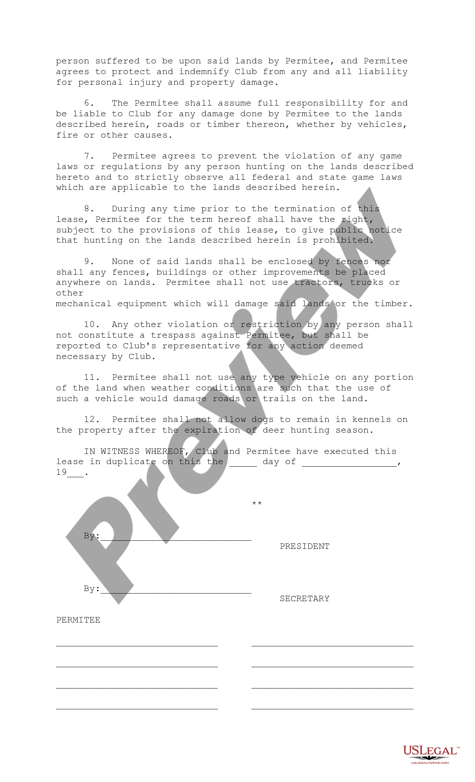 page 1 Permit for Hunting Rights preview