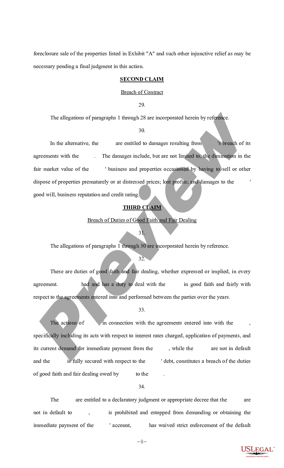 page 7 Complaint for Injunctive Relief, Breach of Contract and Fiduciary Duty preview