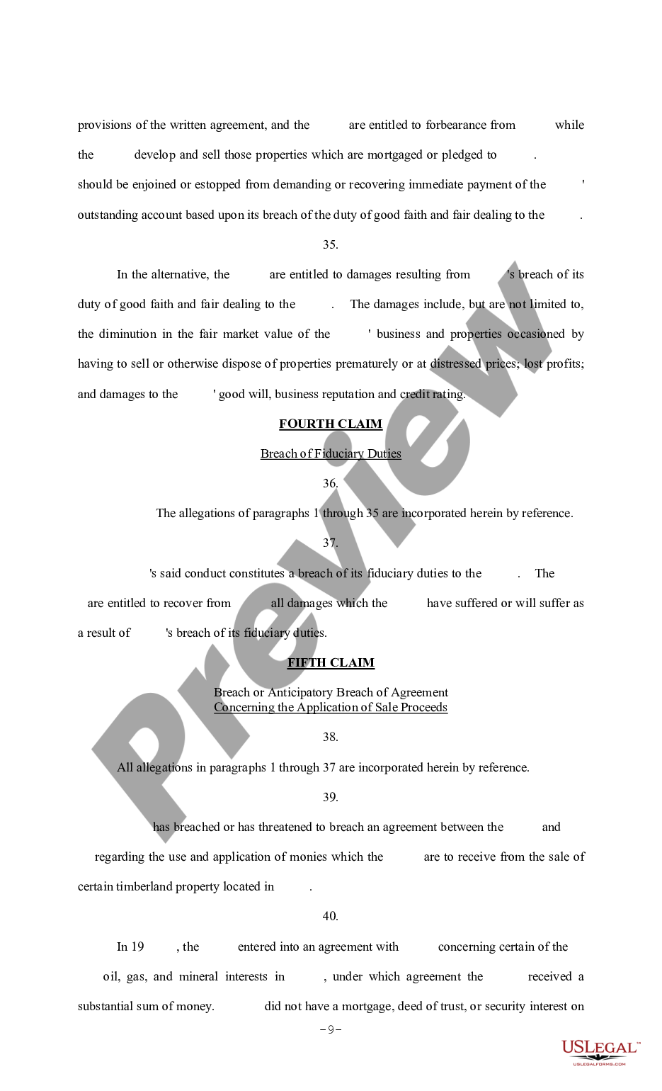 page 8 Complaint for Injunctive Relief, Breach of Contract and Fiduciary Duty preview