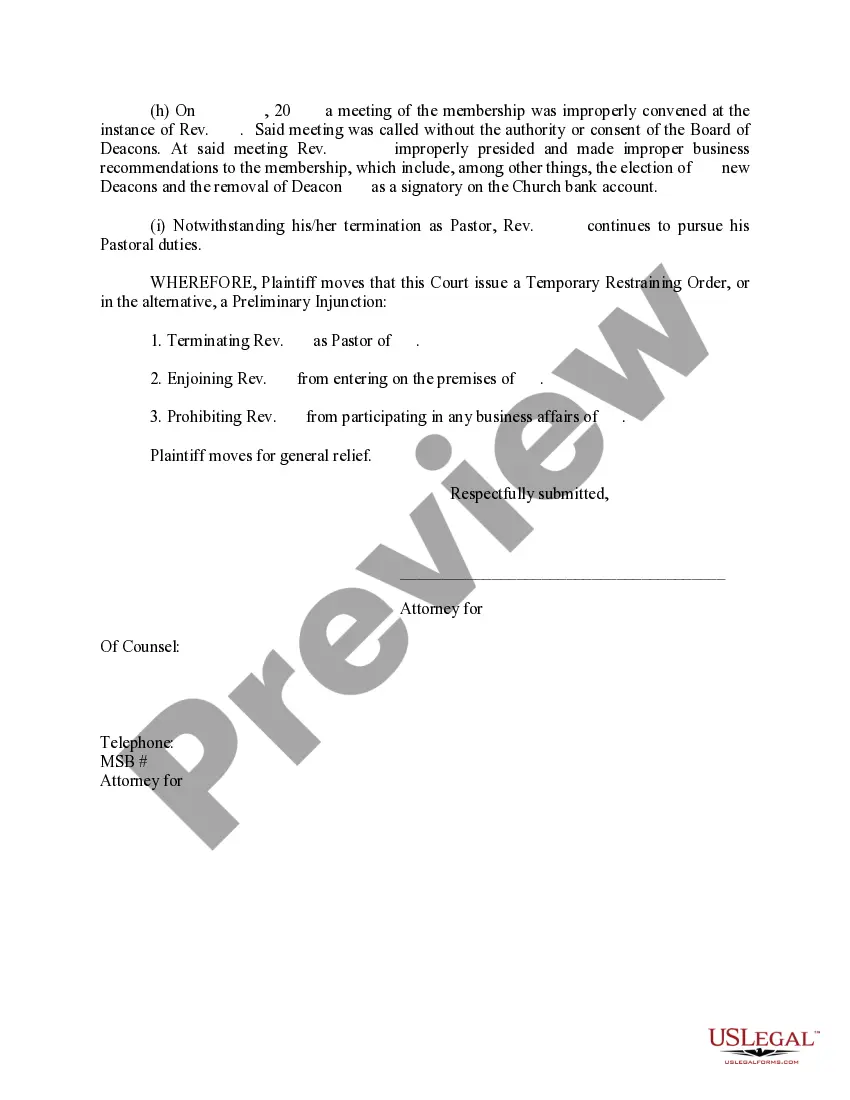 Preview Motion for Temporary Restraining Order and / or Preliminary Injunction