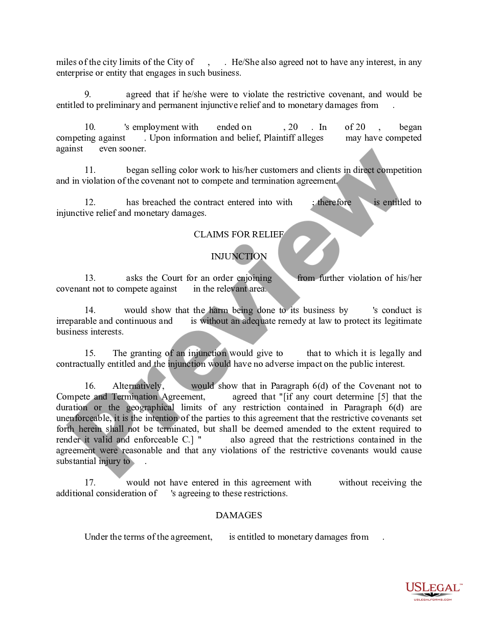 page 1 Complaint for Injunction preview