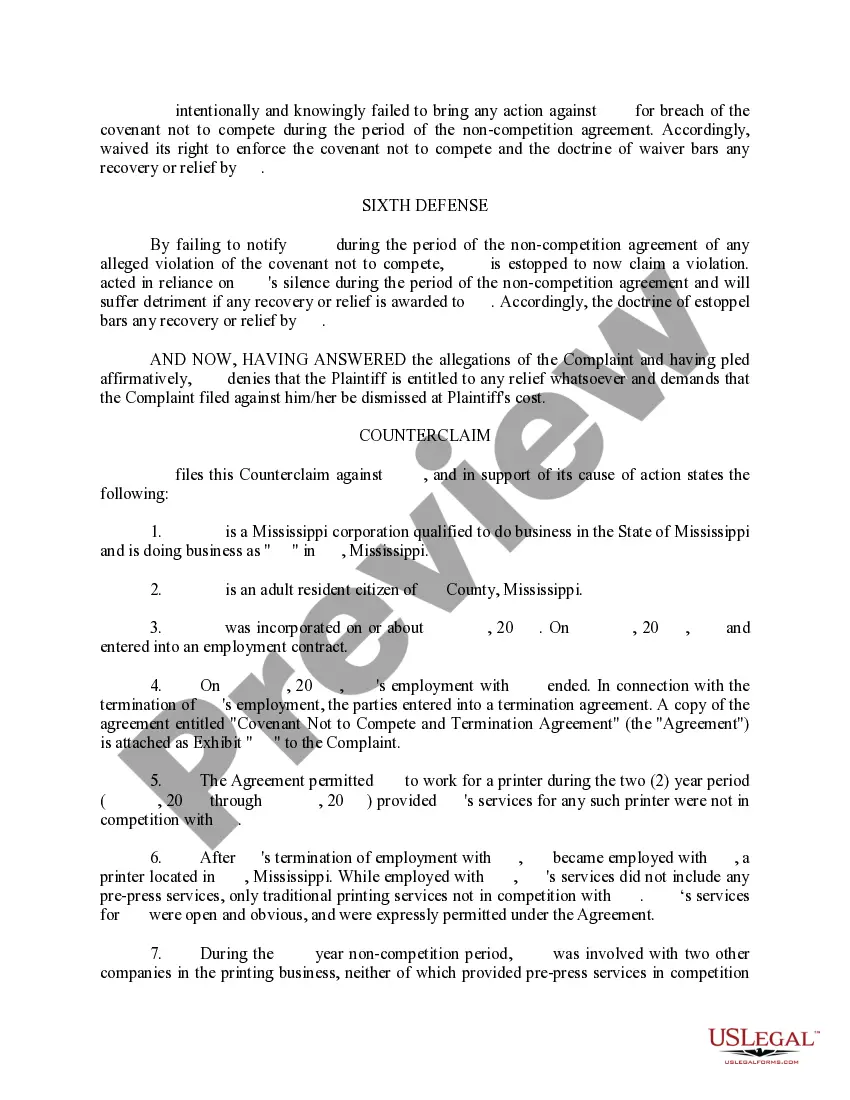 Get Answer, Defenses, and Counterclaim Preview Answer, Defenses, and Counterclaim
