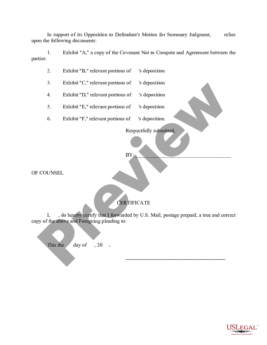 page 1 Response to Motion for Summary Judgment preview