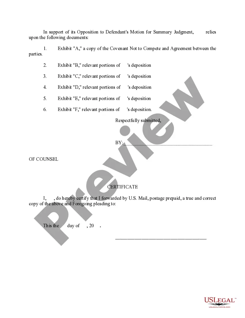Preview Response to Motion for Summary Judgment