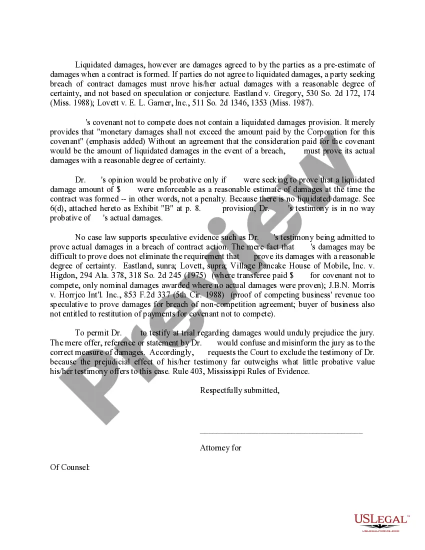 Get Memorandum Brief in Support of Motion in Limine Preview Memorandum Brief in Support of Motion in Limine