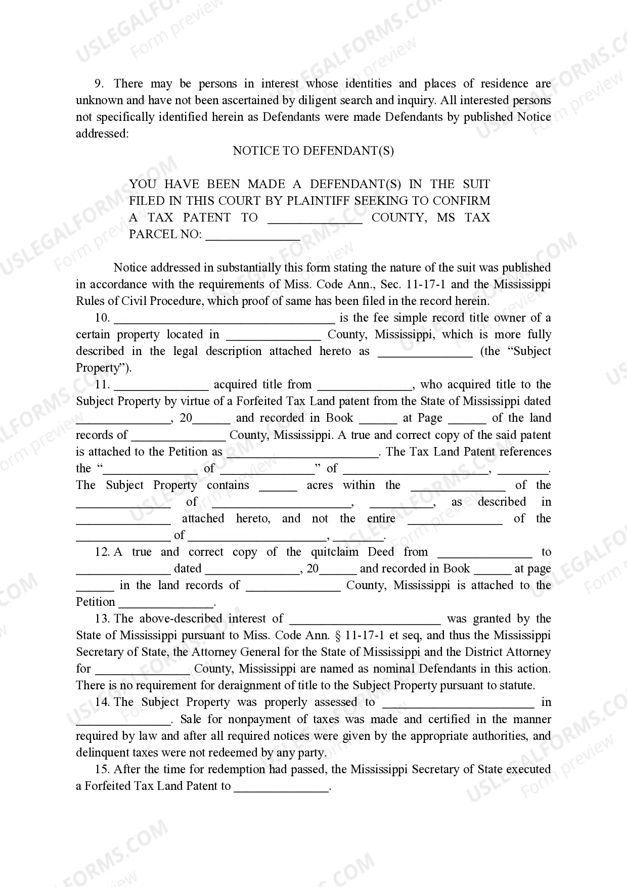 Preview Judgment Confirming Tax Patent