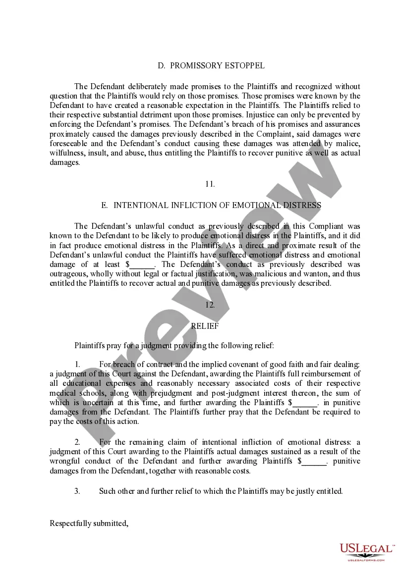 Get Complaint for Breach of Contract Preview Complaint for Breach of Contract