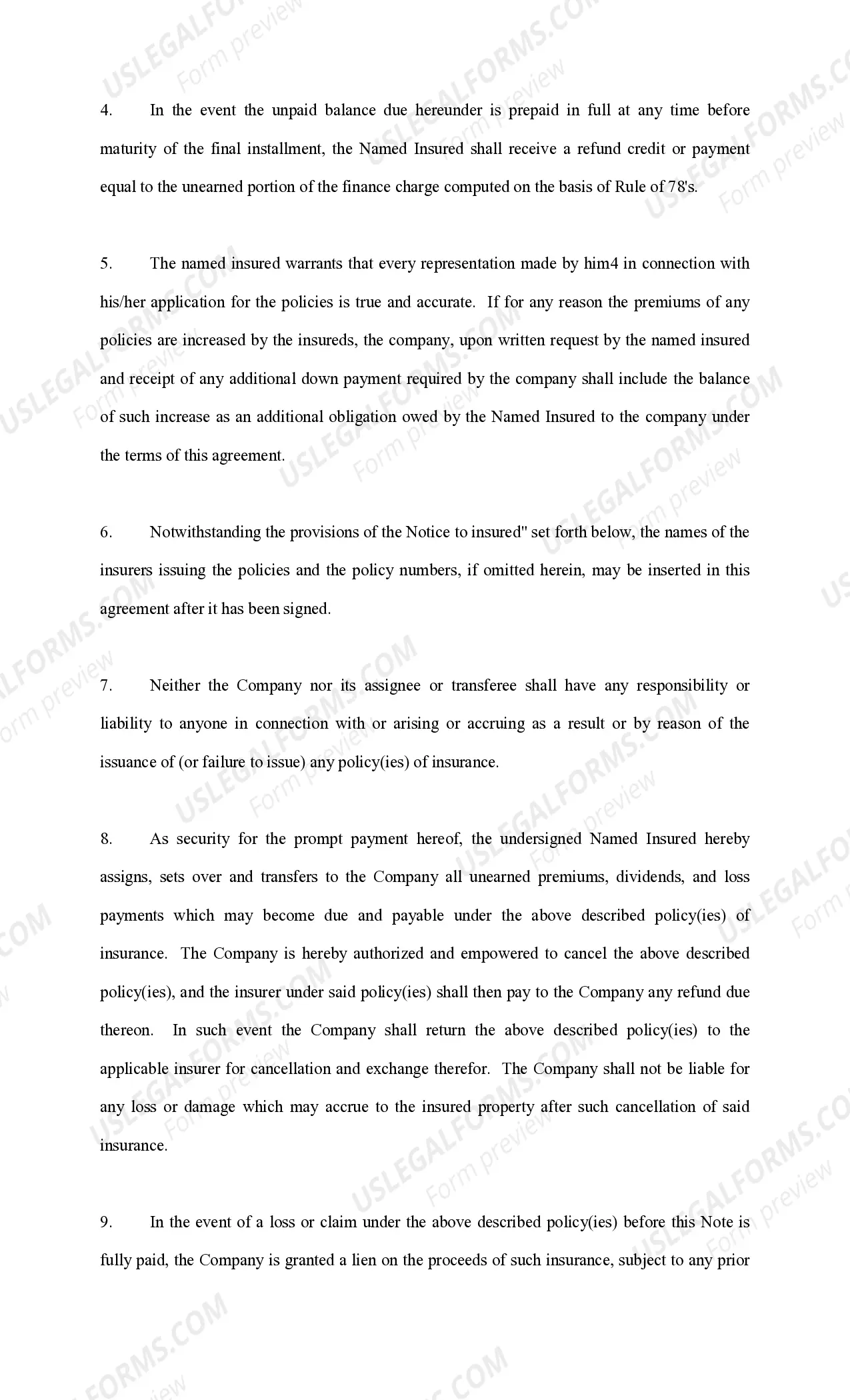 Preview Premium Finance Conditions