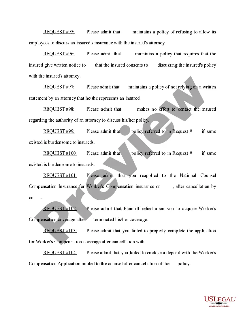 Preview Request for Admissions to Defendant