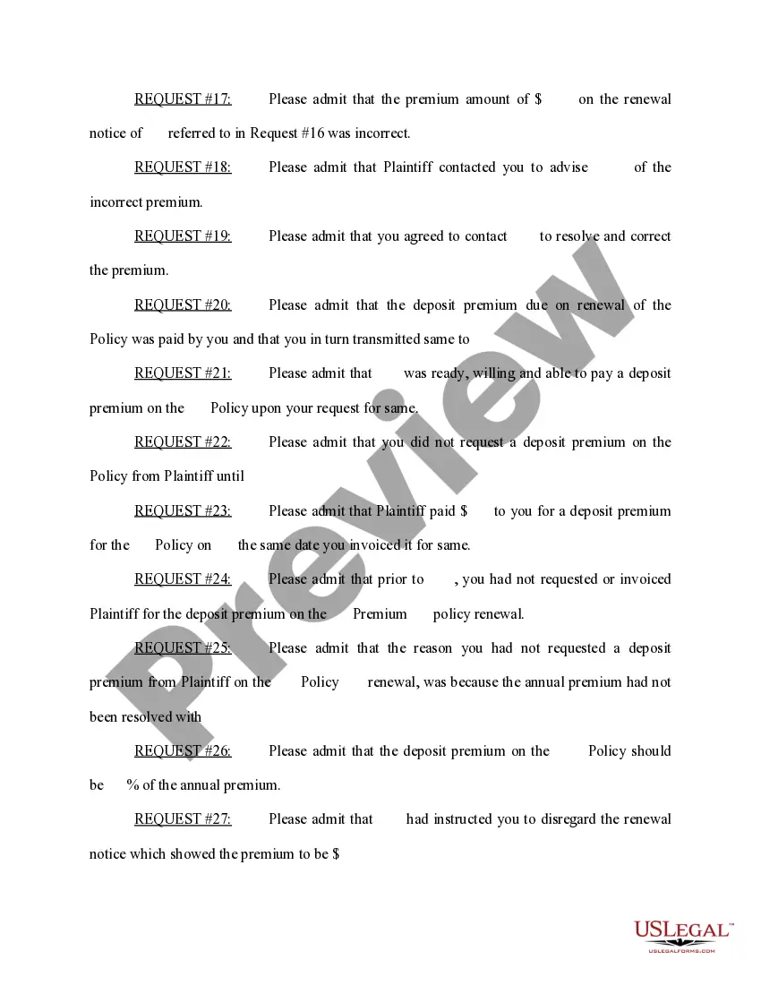 Preview Request for Admissions to Defendant