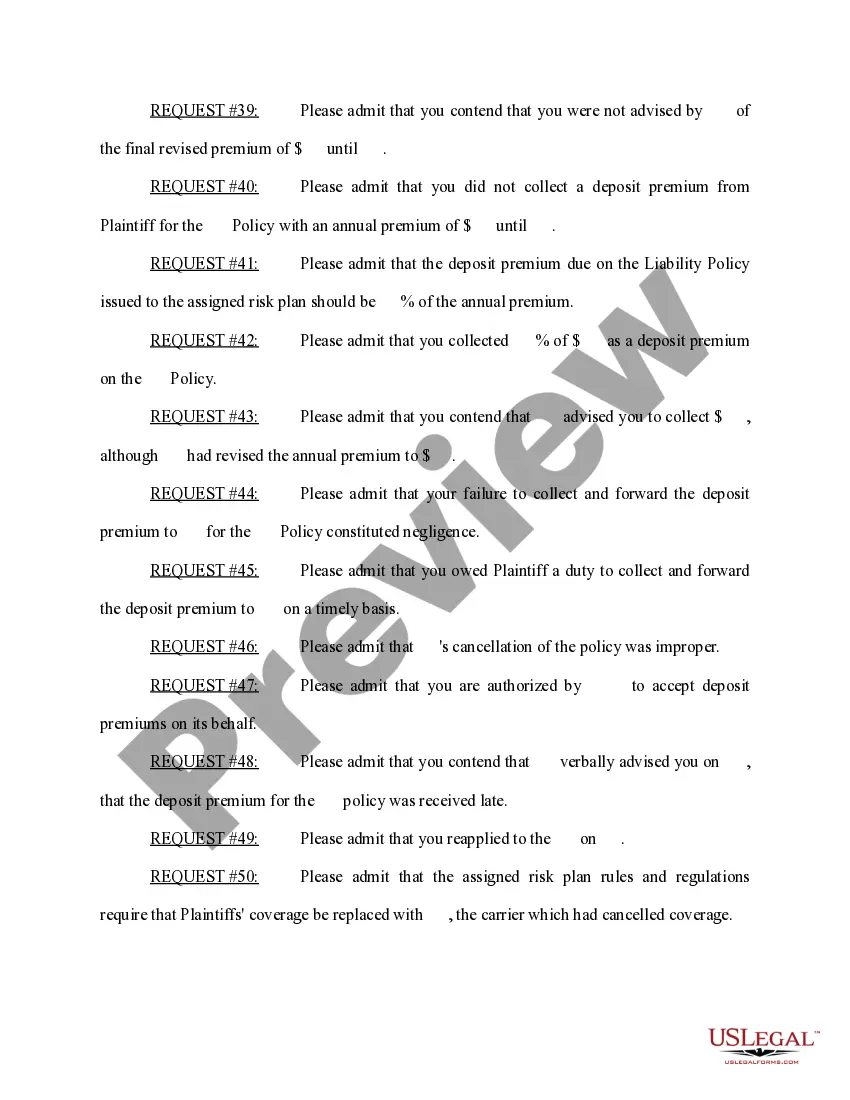 Preview Request for Admissions to Defendant