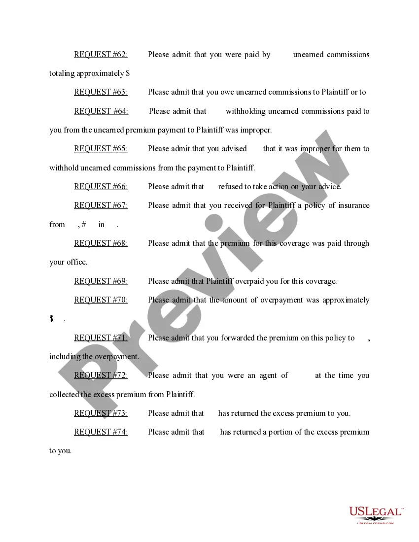 Preview Request for Admissions to Defendant