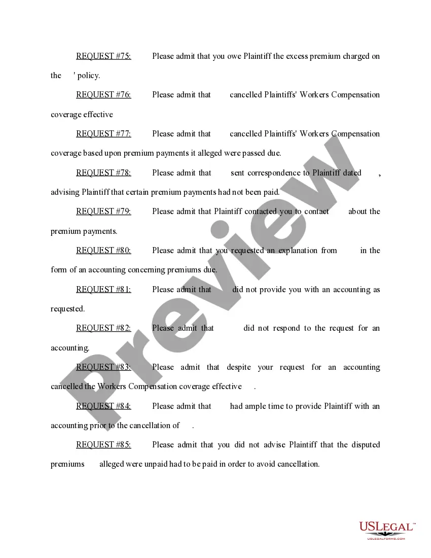 Preview Request for Admissions to Defendant