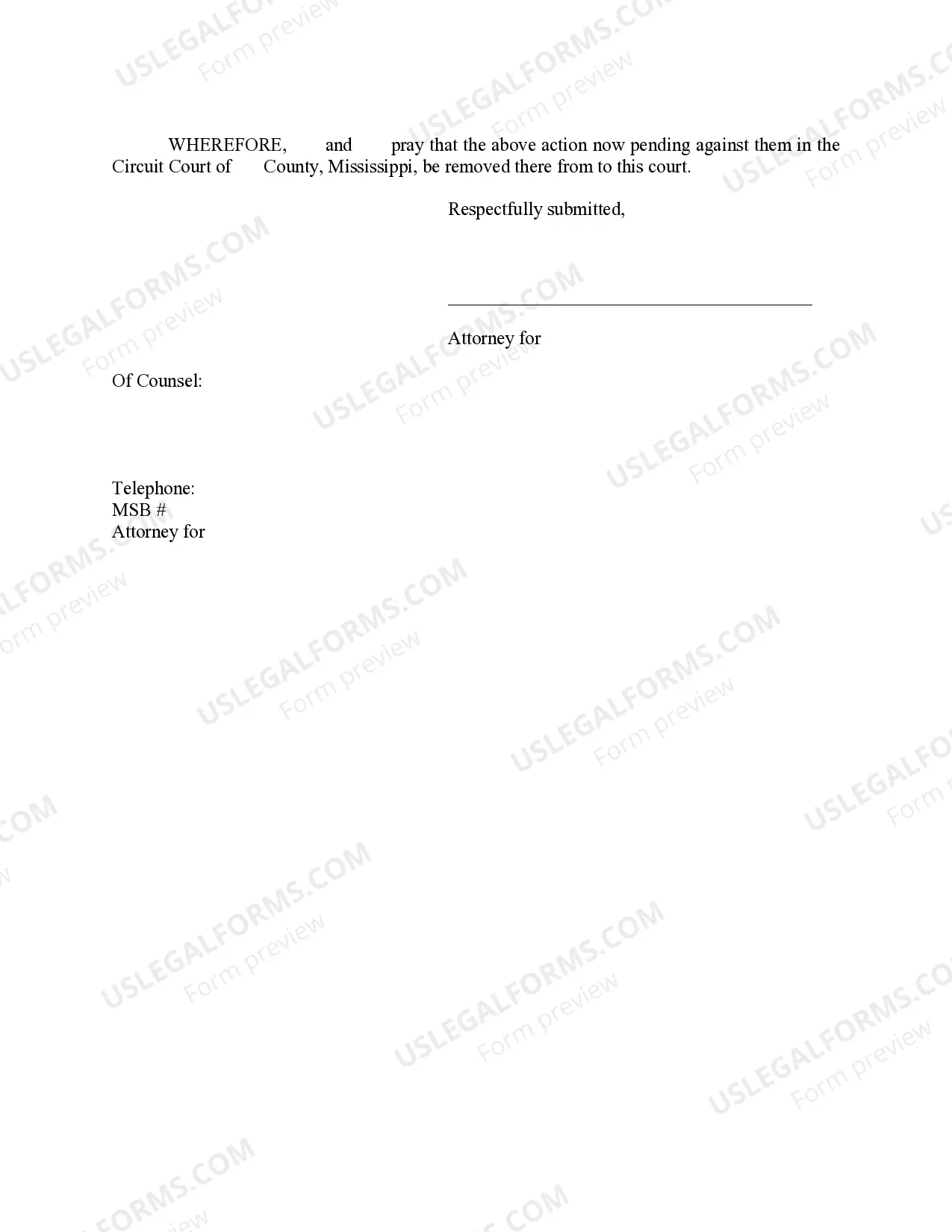 Preview Notice of Removal