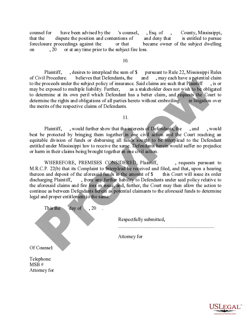 Get Complaint To Interplead Preview Complaint To Interplead