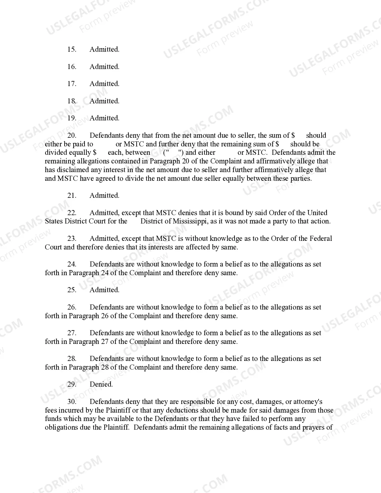 Preview Joint Answer of Mississippi State Tax Commission and another party