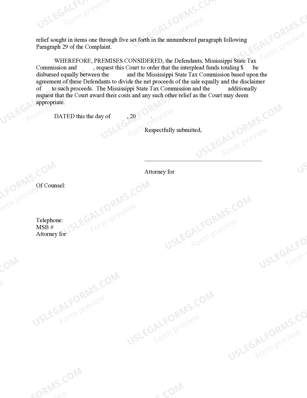 Preview Joint Answer of Mississippi State Tax Commission and another party