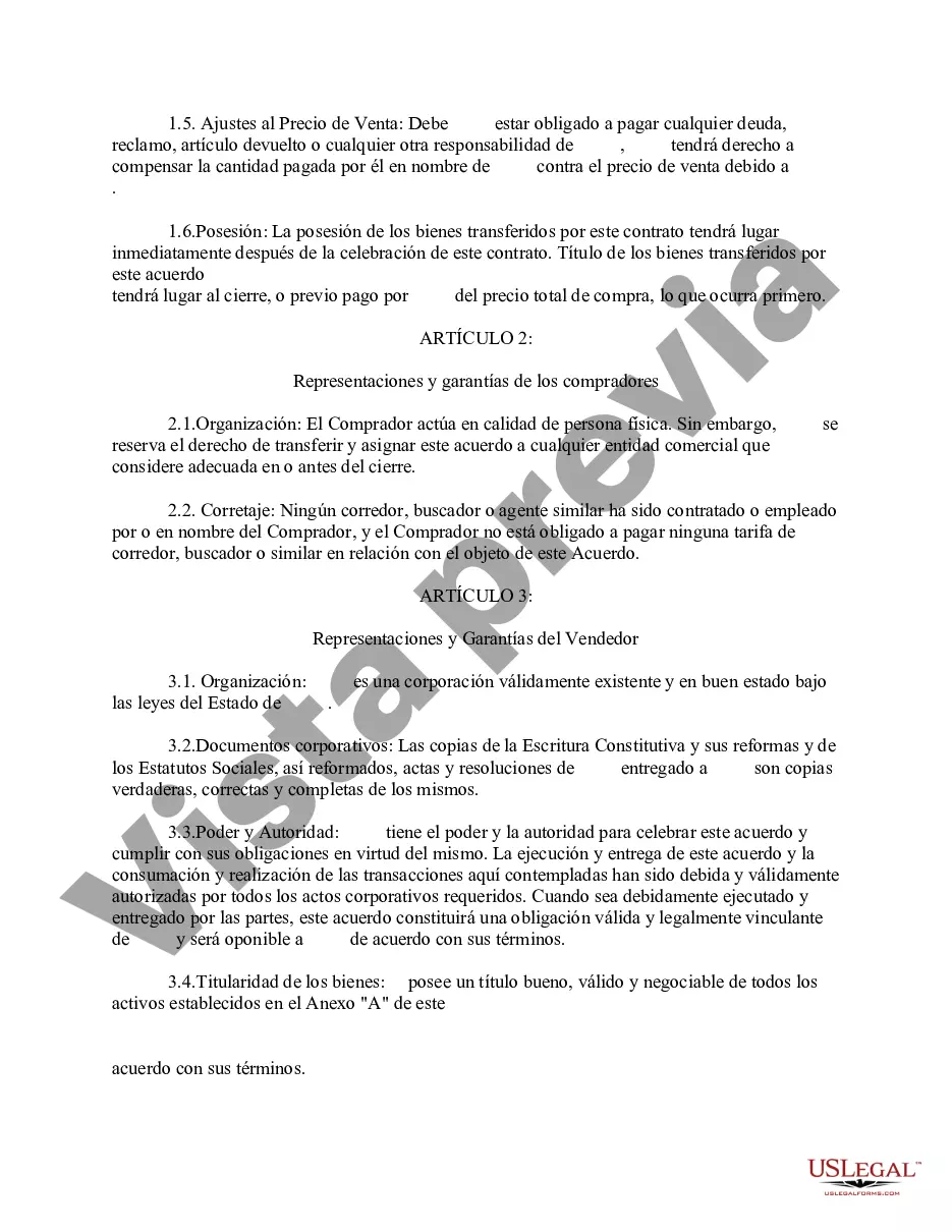 Preview Acuerdo de compra de activos para la venta de un concesionario de automóviles