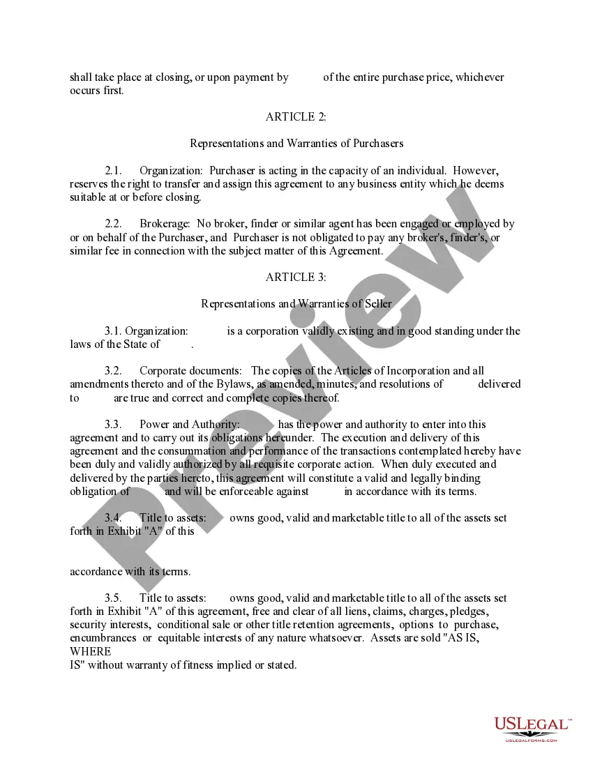 Preview Asset Purchase Agreement for the Sale of Car Dealership