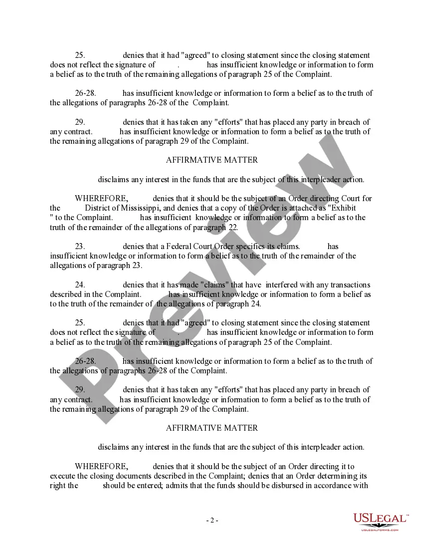 Get Answer and Defenses Preview Answer and Defenses