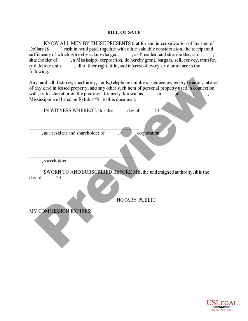 Mississippi Bill of Sale - Bill Of Sale For Car In Mississippi | US ...