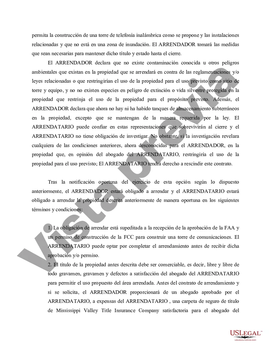 Preview Opción de Arrendamiento de Bienes Raíces - Forma Larga