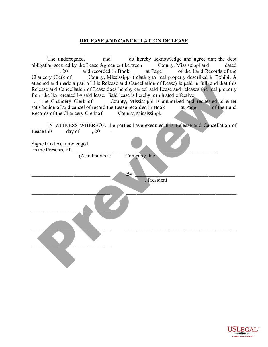 page 0 Release and Cancellation of Lease preview