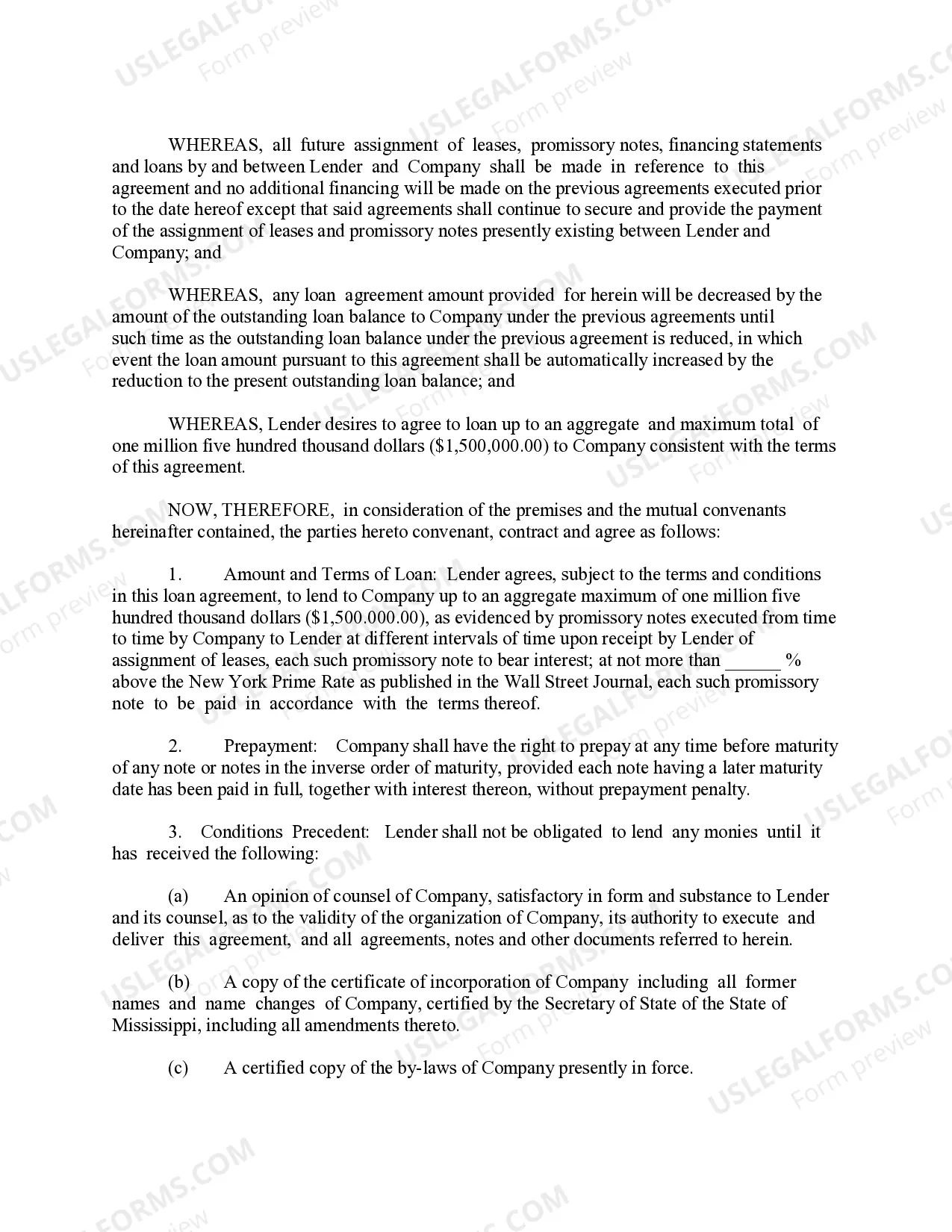 Preview Loan Agreement