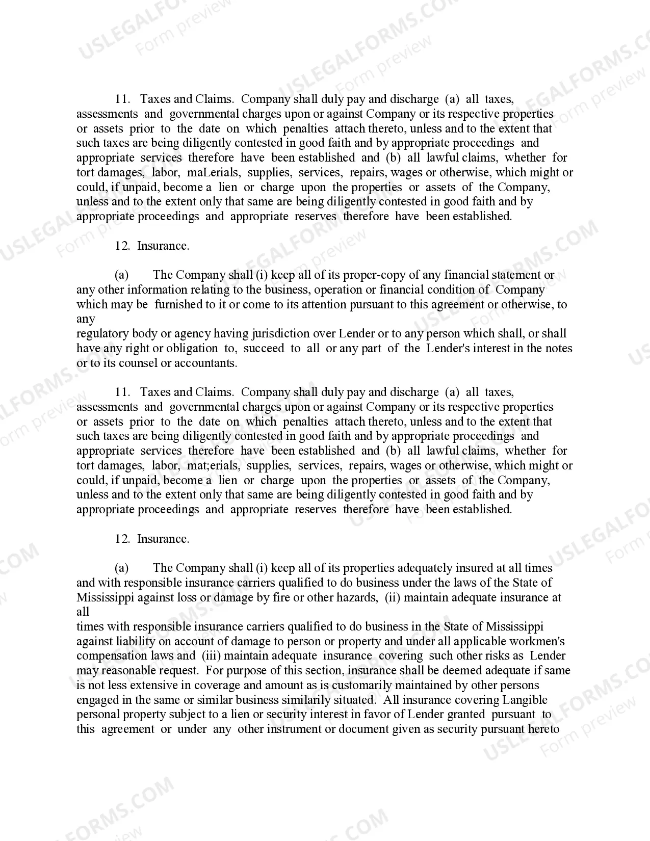 Preview Loan Agreement