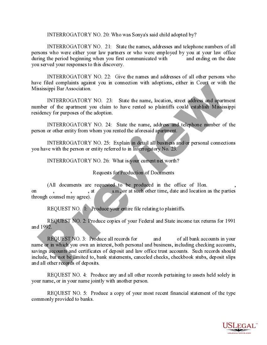 Preview Interrogatories to Defendant