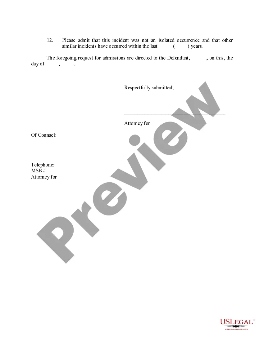 Preview Plaintiff's First Set of Requests for Admissions to Defendant