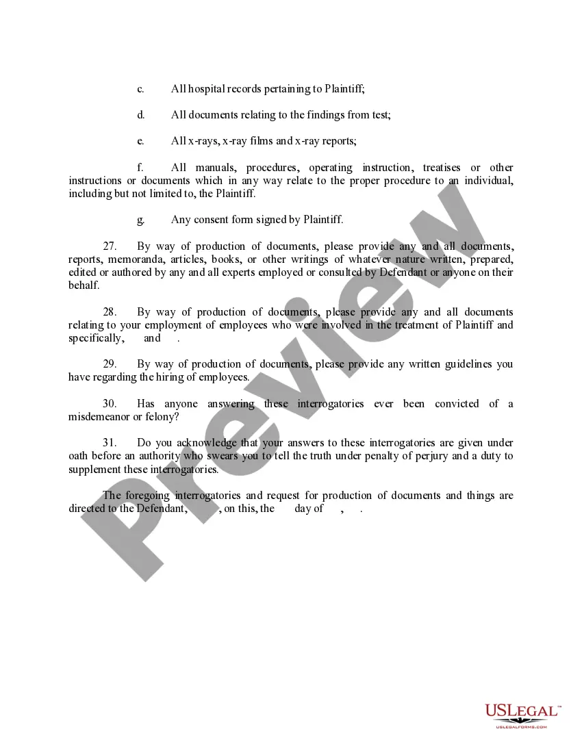 Preview Plaintiff's First Set of Interrogatories and Requests for Production of Documents and Things to Defendant