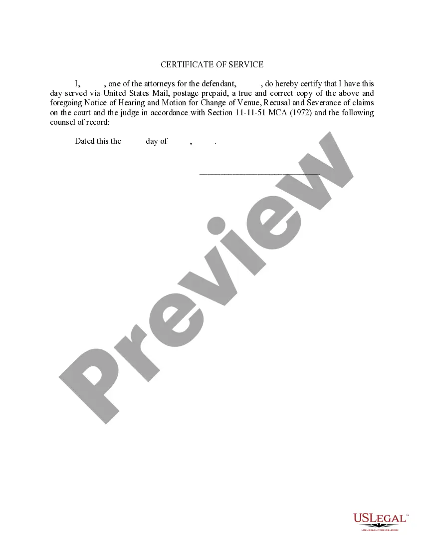 Get Motion for Recusal and Change of Venue Preview Motion for Recusal and Change of Venue