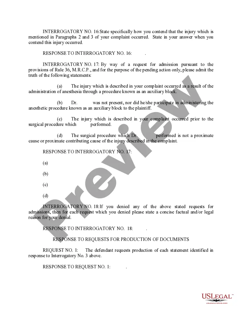 Preview Defendant's Response to Discovery