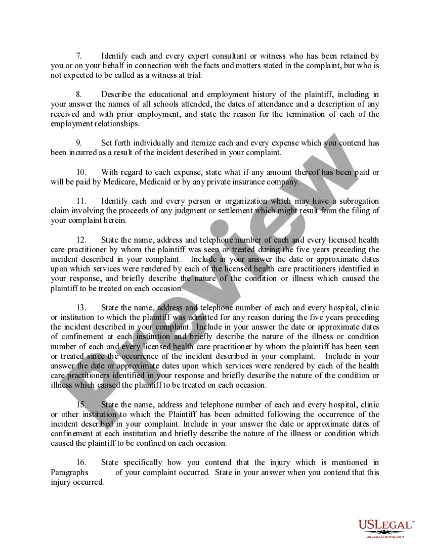 Preview Interrogatories to Defendants