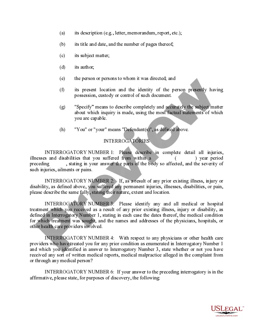 Preview Defendants Interrogatories to Plaintiffs