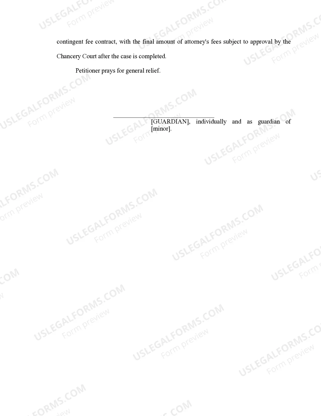 Preview Petition for Authority to Bring Suit and for Approval of Contingent Fee Contract