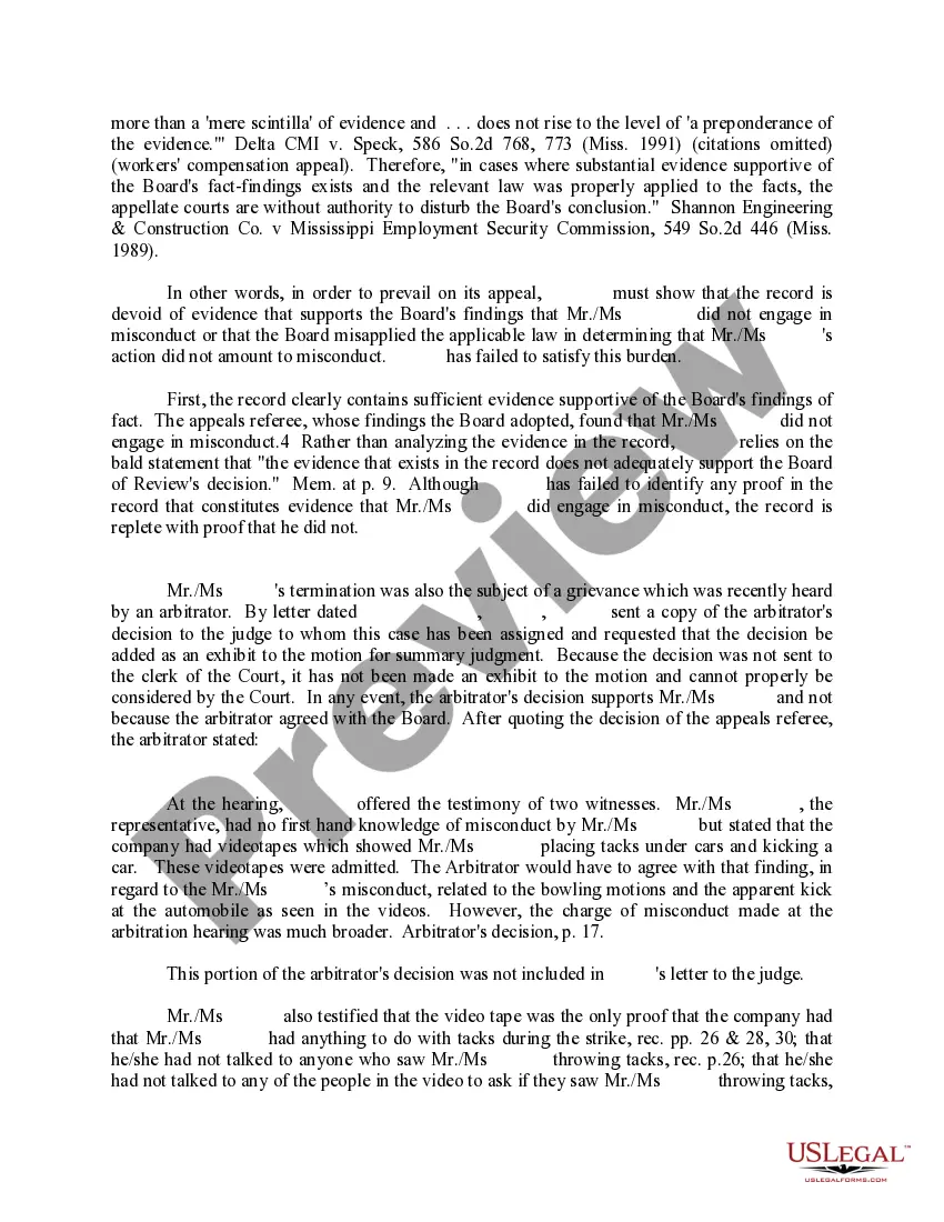 Preview Memorandum in Opposition to Appellant's Motion for Summary Judgment