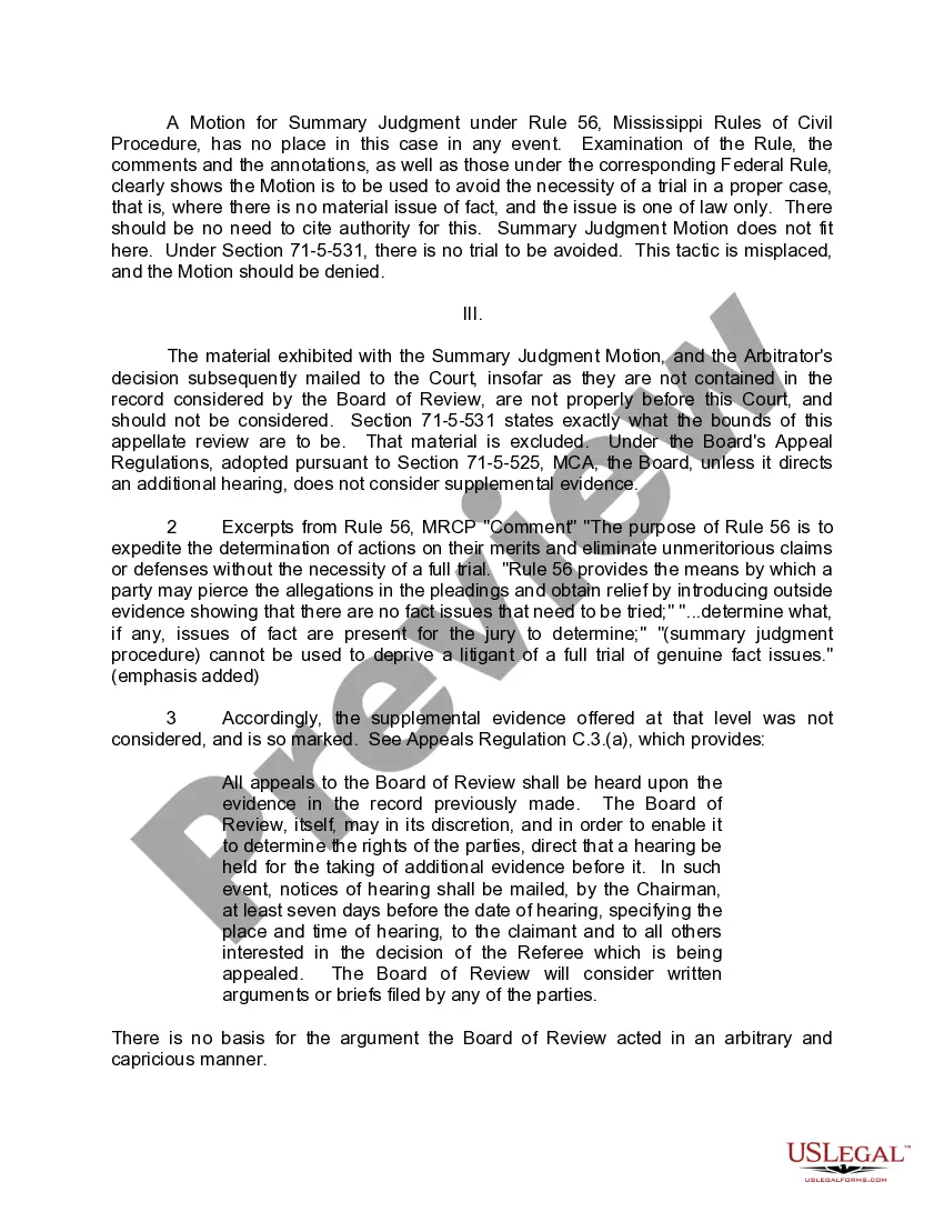 Preview Memorandum in Opposition to Summary Judgment Motion
