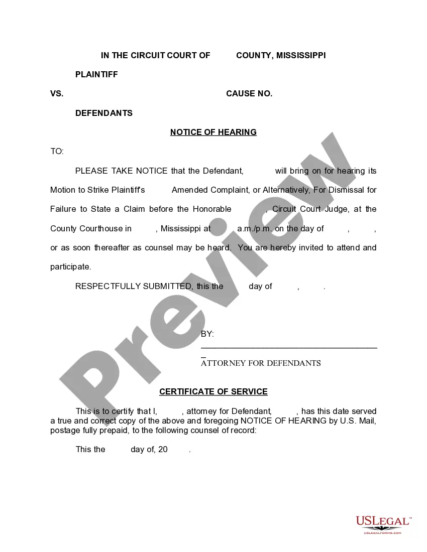 Preview Notice of Hearing