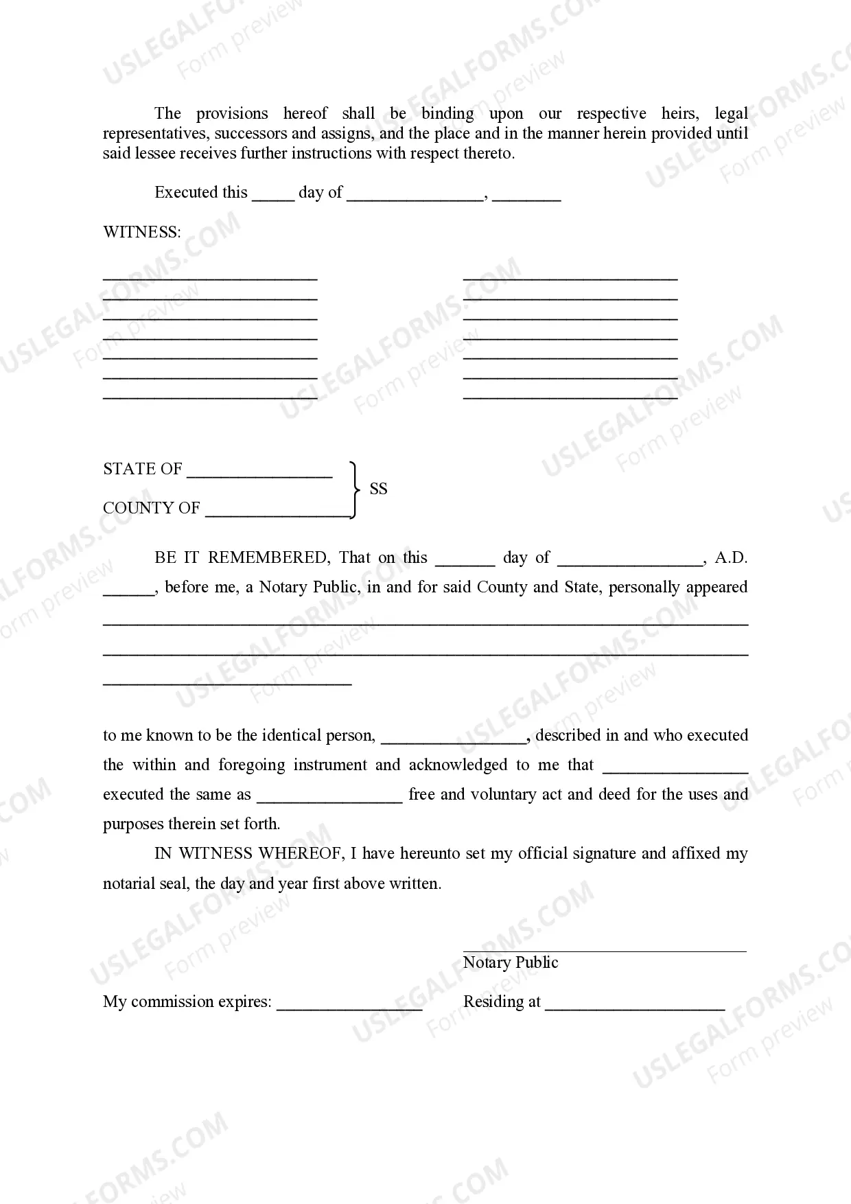 Preview Rental Division Order and Ratification of Lease