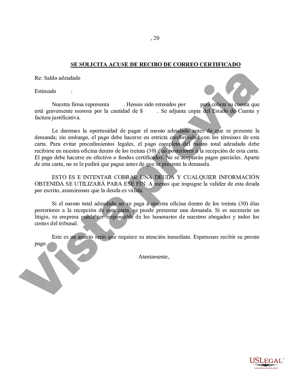 Preview Carta de demanda de cuenta abierta