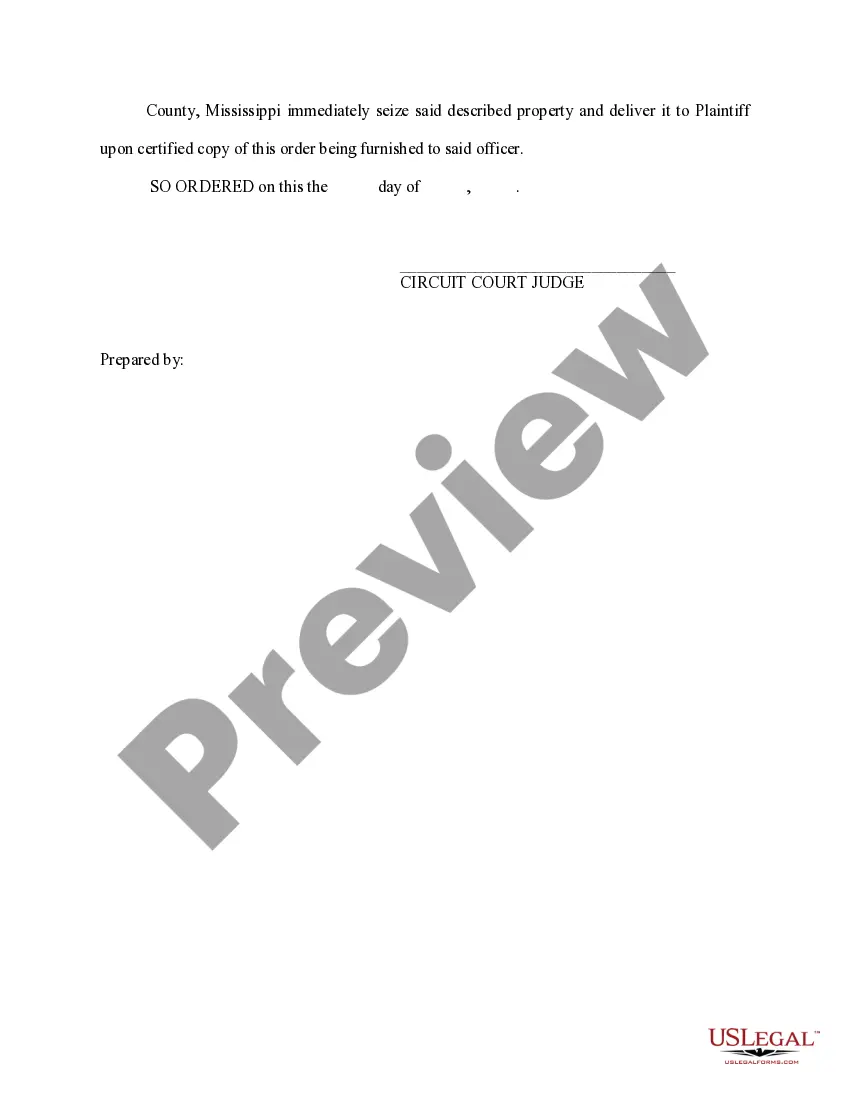 Preview Complaint and Affidavit for Claim and Delivery - Summons - Fiat - Order