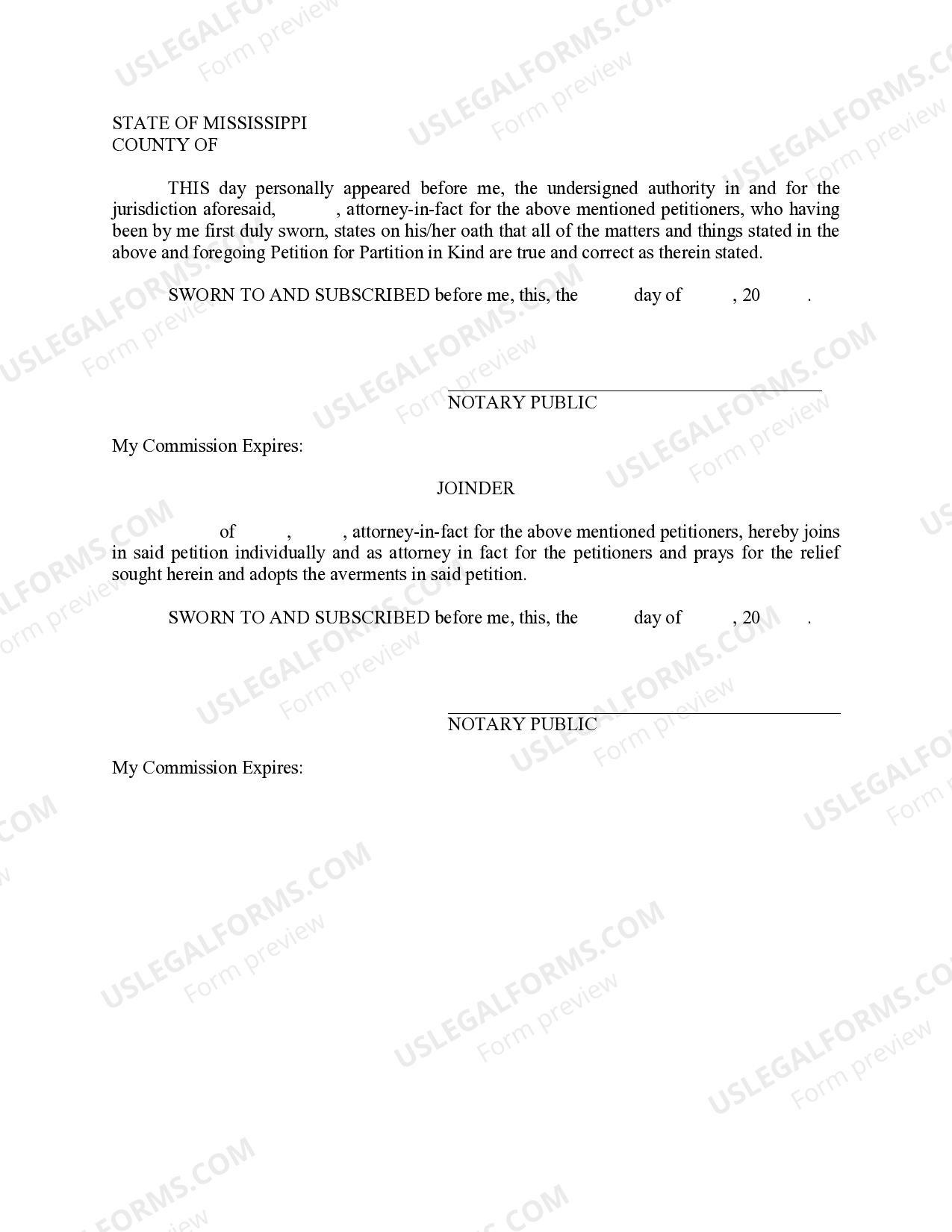 Mississippi Petition for Partition in Kind - Mississippi Partition | US ...