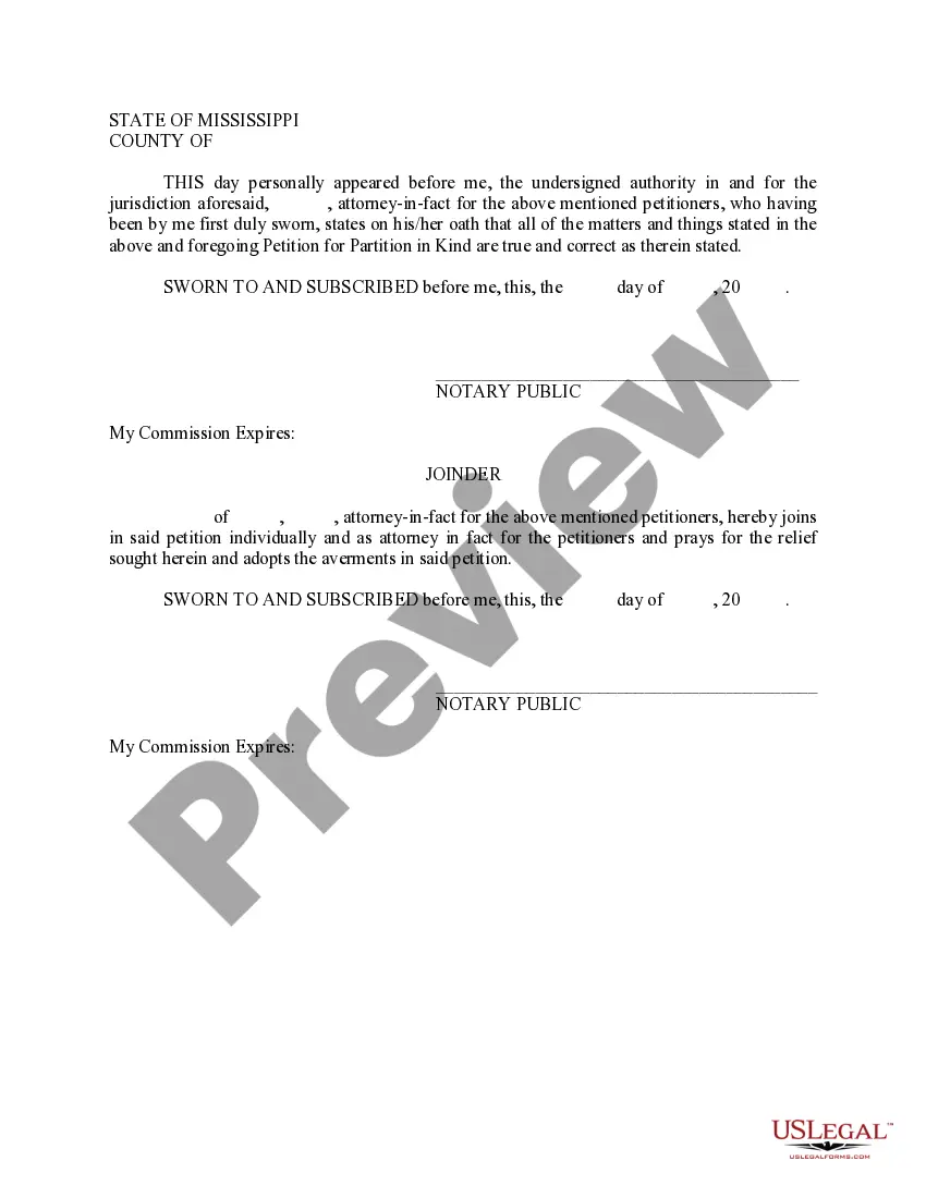 Preview Petition for Partition in Kind