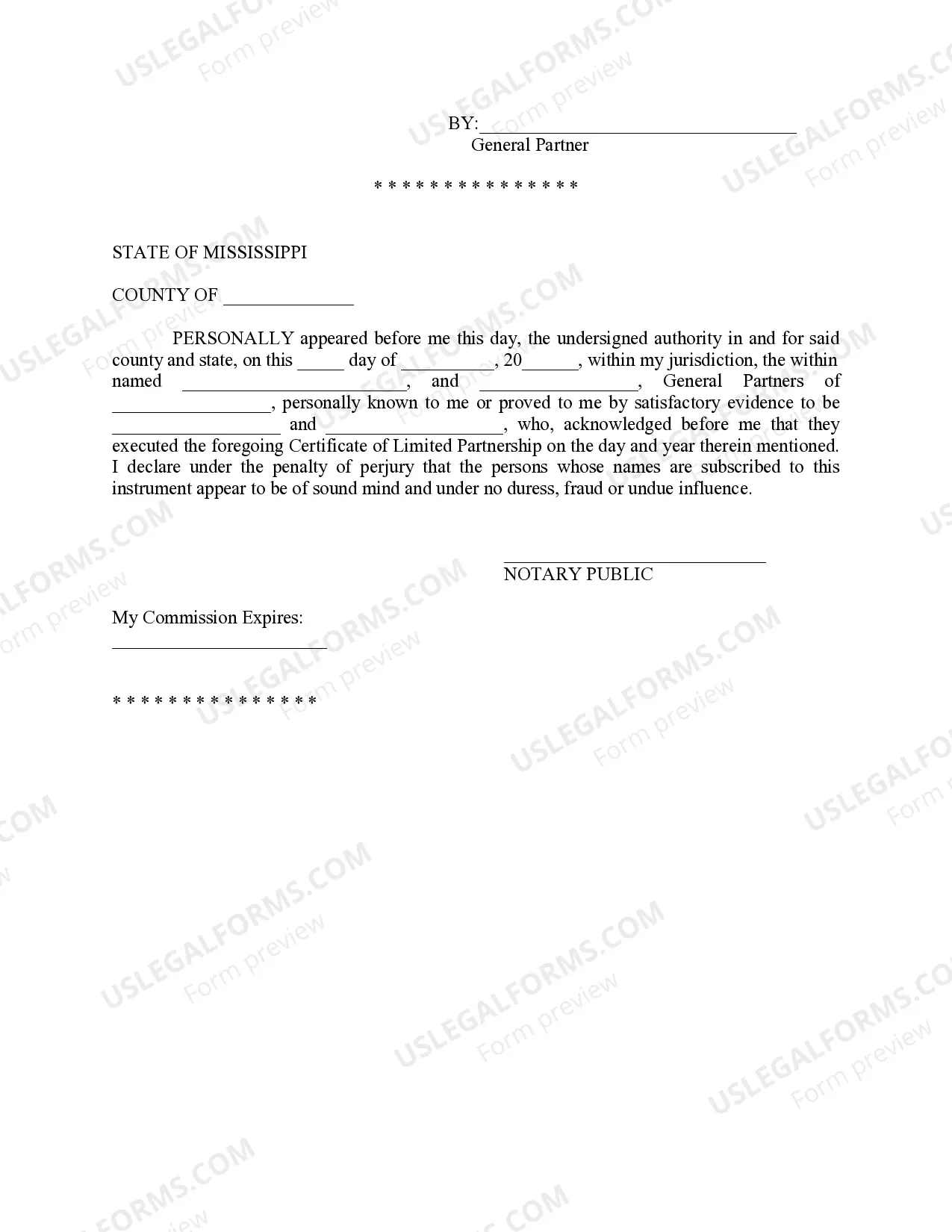 Preview Limited Partnership Agreement and Certificate