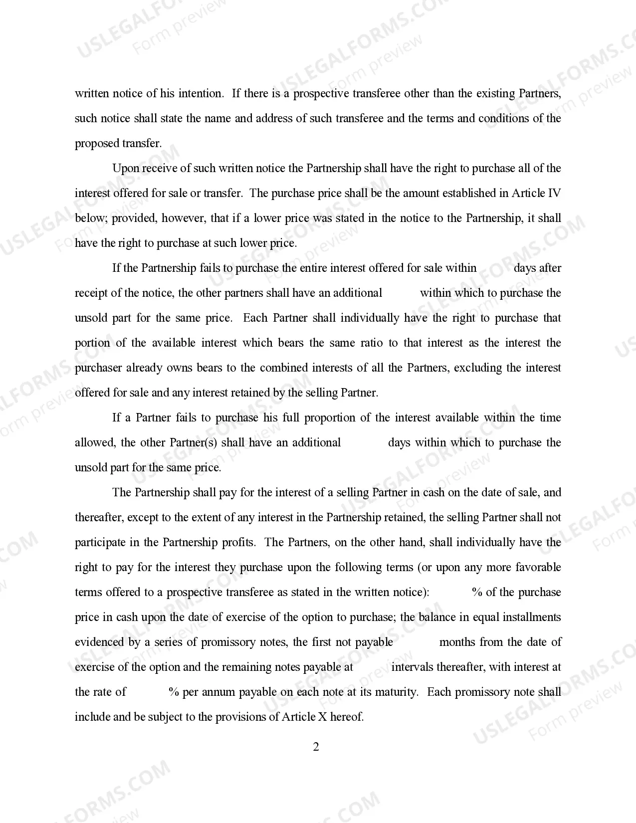 Preview Buy - Sell Agreement Partnership Interest