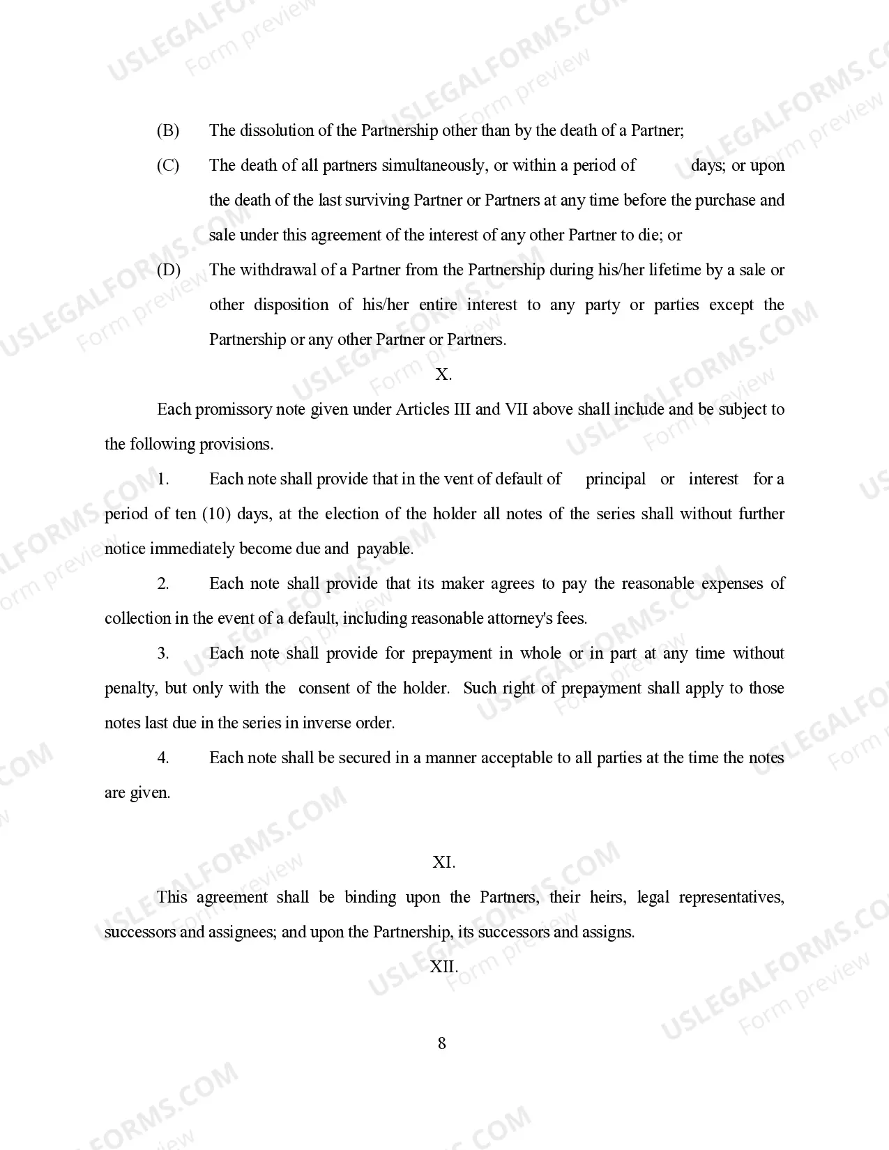 Preview Buy - Sell Agreement Partnership Interest