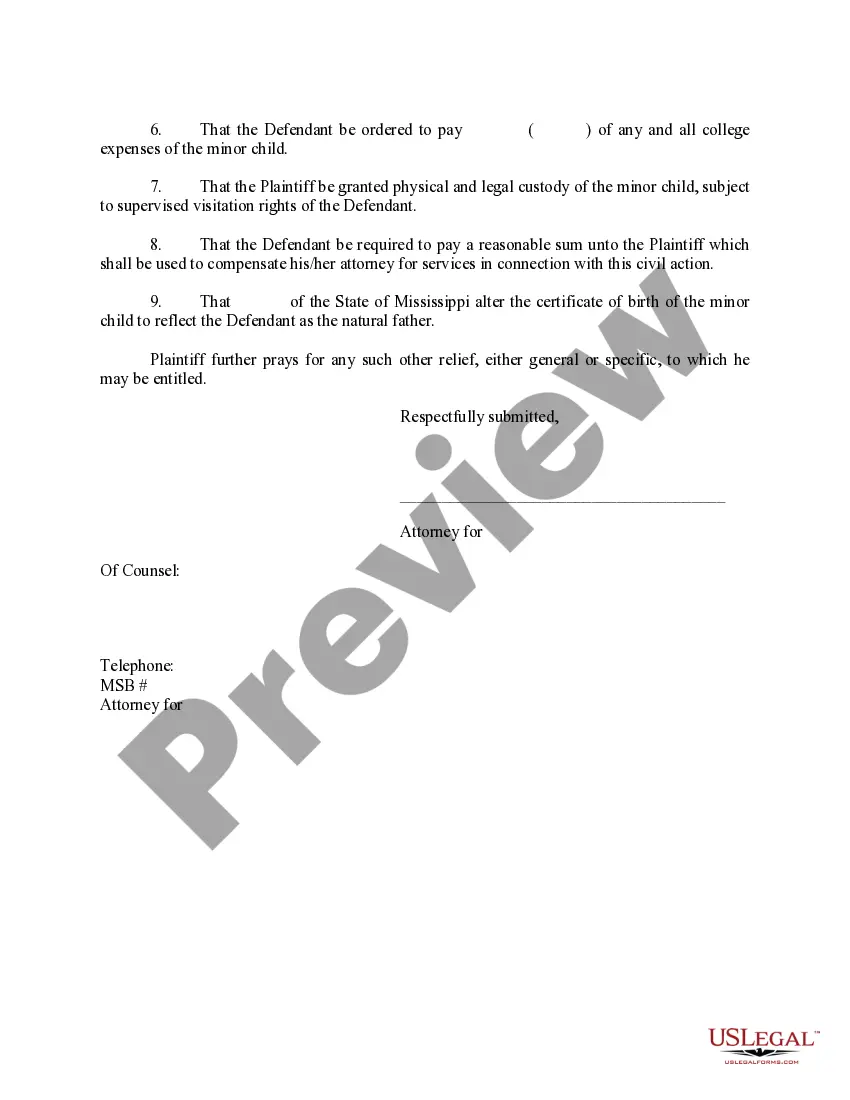 Get Complaint for Order of Filiation Preview Complaint for Order of Filiation