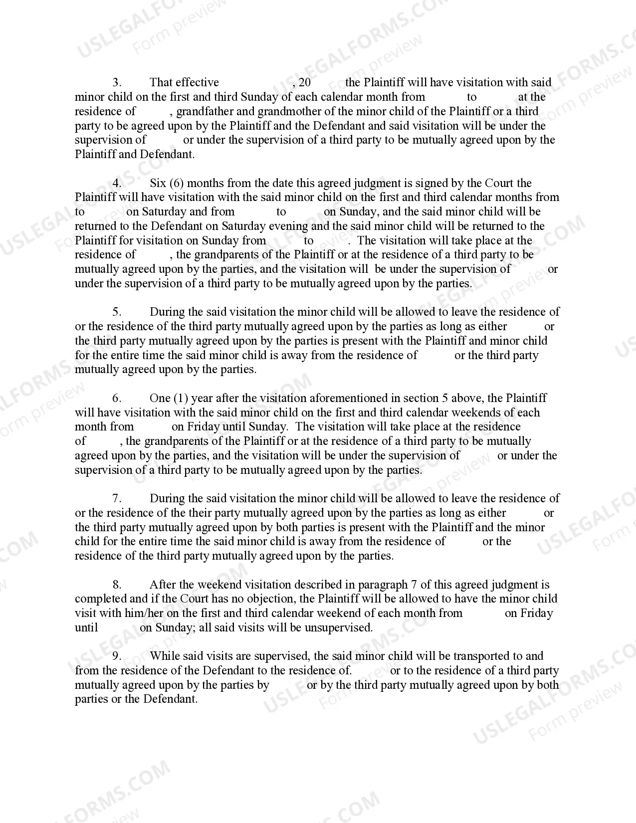 Preview Agreed Order Establishing Paternity, Custody, Support and Visitation